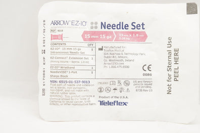 Teleflex 9018P Arrow EZ-IO Ndle Set 15mm x 15Ga x 1.8mm 3-39kg (x)
